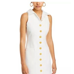 Bloomingdale's White Mini Dress with Gold Buttons
